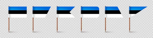 Realistické Různé Estonské Párátka Vlajky Suvenýr Estonska Dřevěné Párátka Papírovou — Stockový vektor