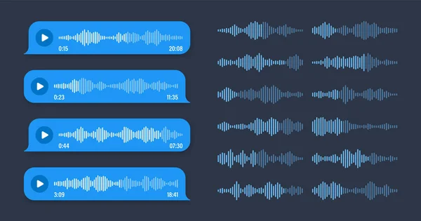 Voz Mensaje Audio Burbuja Voz Azul Marco Texto Sms Charla — Vector de stock
