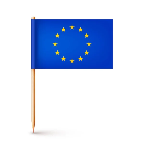 Реалистичный Европейский Флаг Зубочистки Сувенир Европы Деревянная Зубочистка Бумажным Флагом — стоковый вектор