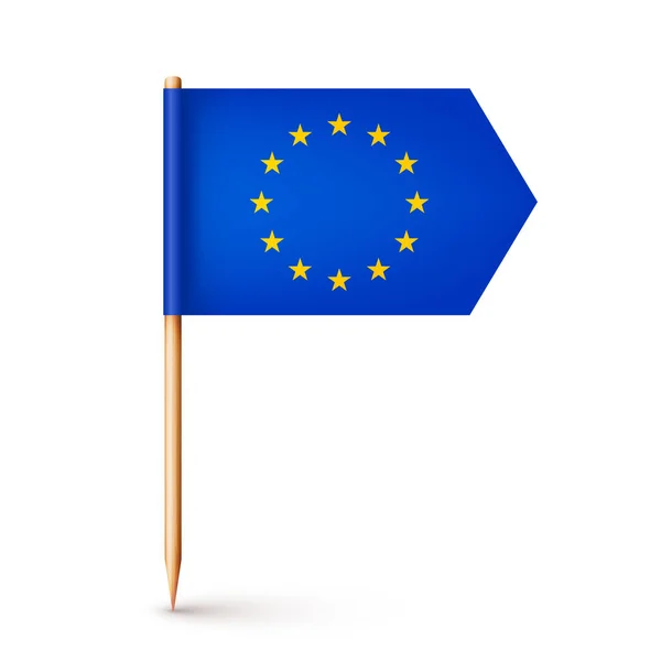 Realistische Europäische Zahnstocher Flagge Souvenir Aus Europa Holzzahnstocher Mit Papierfahne — Stockvektor