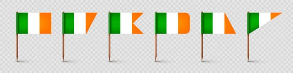 Realistisch Verschiedene Irische Zahnstocher Flaggen Souvenir Aus Irland Holzzahnstocher Mit — Stockvektor