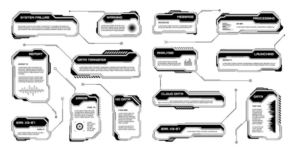 Hud Futurista Preto Elementos Interface Usuário Ficção Científica Caixas Texto —  Vetores de Stock