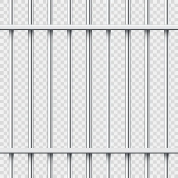 Realistic Metal Prison Bars Detailed Jail Cage Prison Iron Fence — Stock Vector