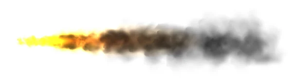 Reális Fekete Füst Tűzzel Űrrakéta Kilövési Nyom Tűz Ütött Robbanás — Stock Vector