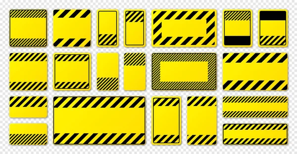Various Blank Yellow Warning Signs Diagonal Lines Attention Danger Caution — Stock Vector
