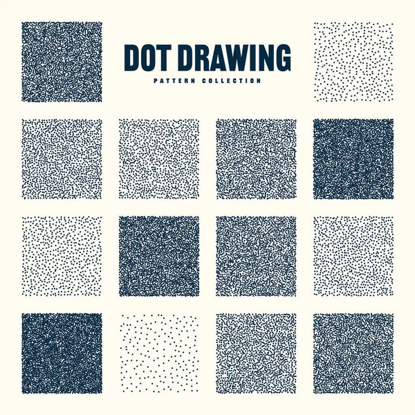 Square Shaped Dotted Objects Vintage Stipple Elements Stippling Dotwork Drawing — Vector de stock