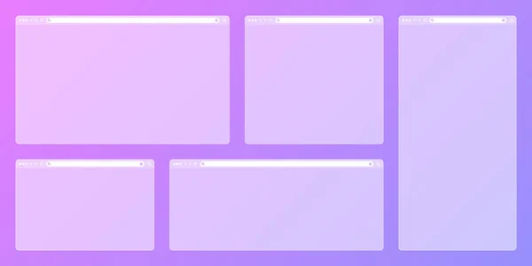 Blanco Transparante Webbrowser Venster Met Werkbalk Zoekveld Kleurrijke Achtergrond Moderne — Stockvector