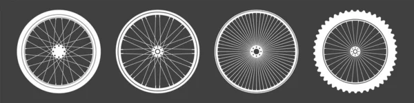 Колекція Символів Чорних Велосипедних Коліс Силуети Велосипедних Гумових Шин Фітнес — стоковий вектор