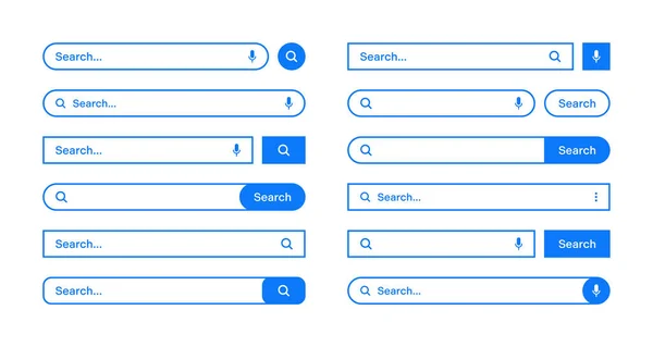 Various Search Bars Outline Border Internet Browser Engine Search Box — Wektor stockowy