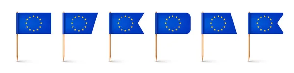 Realistas Várias Bandeiras Europeias Palito Dentes Lembrança Europa Palitos Madeira —  Vetores de Stock