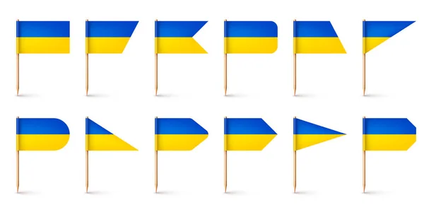 Realistyczne Różne Ukraińskie Flagi Wykałaczek Pamiątka Ukrainy Drewniane Wykałaczki Papierową — Wektor stockowy