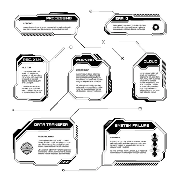 Hud Futurista Negro Elementos Interfaz Usuario Cajas Texto Interfaz Usuario — Archivo Imágenes Vectoriales
