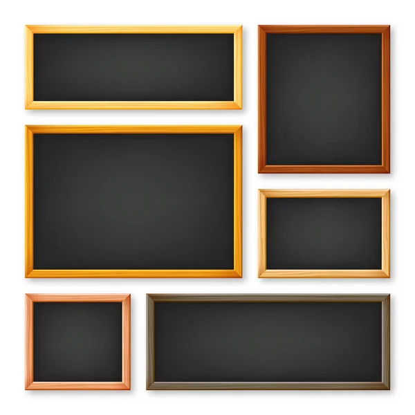 Ρεαλιστικές Διάφορες Πλάκες Ξύλινο Πλαίσιο Μαύρο Μενού Εστιατορίου Σχολικό Μαυροπίνακα — Διανυσματικό Αρχείο