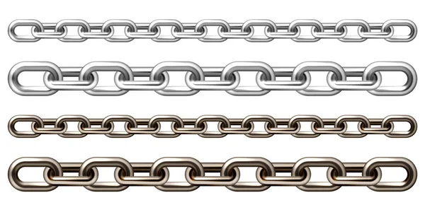 Realistic Silver Brown Metal Chain Old Rusty Links Isolated White — Stock Vector