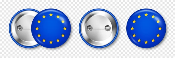 Реалістичний Значок Надрукованим Європейським Прапором Сувенір Європи Блискучий Значок Шпильок — стоковий вектор