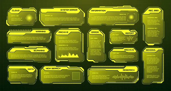 Hud Futuriste Jaune Éléments Interface Utilisateur Science Fiction Zones Texte — Image vectorielle