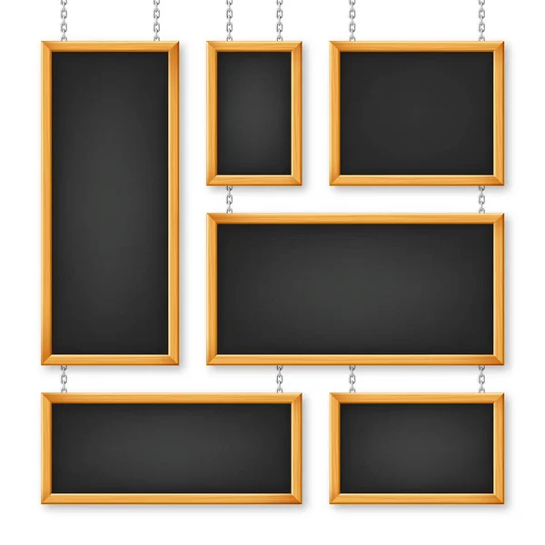 Signboards Wooden Frame Hanging Metal Chain Restaurant Menu Board School — Stock vektor