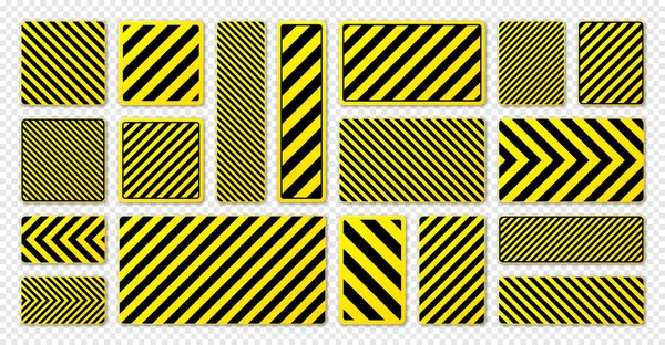 Varias Señales Advertencia Negras Amarillas Con Líneas Diagonales Atención Señal — Vector de stock