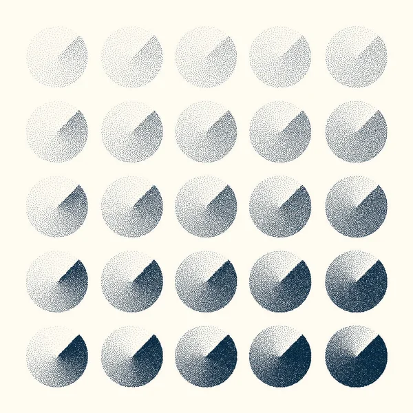 圆形的点缀物 老式的尖顶元素 渐变渐变用圆点画图 点画阴影 半色调分解效果 白色噪音颗粒质感 矢量说明 — 图库矢量图片