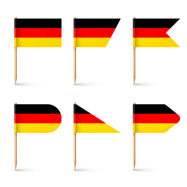 Realistyczne Flagi Niemieckich Wykałaczek Pamiątka Niemiec Drewniane Wykałaczki Papierową Flagą — Wektor stockowy