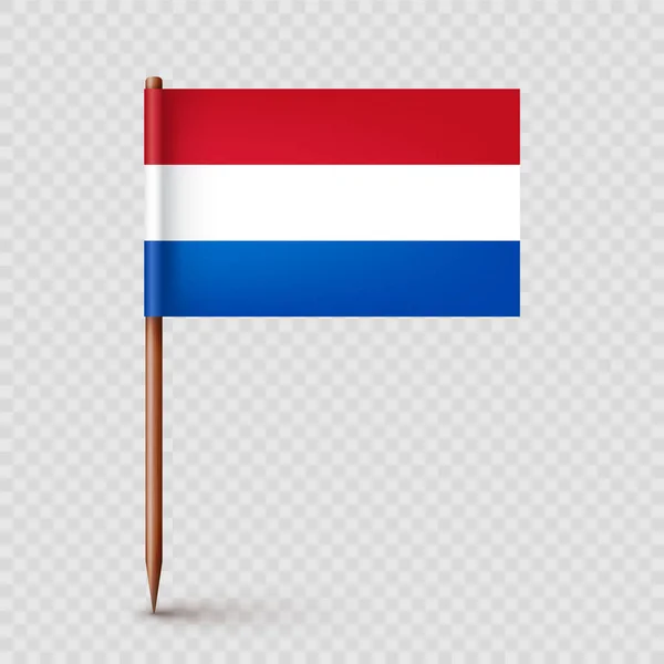 Realistic Dutch Toothpick Flag Souvenir Netherlands Wooden Toothpick Paper Flag — Stock Vector