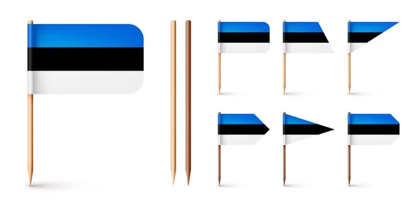 Реалистичные Различные Флаги Эстонской Зубочистки Сувенир Эстонии Деревянные Зубочистки Бумажным — стоковый вектор