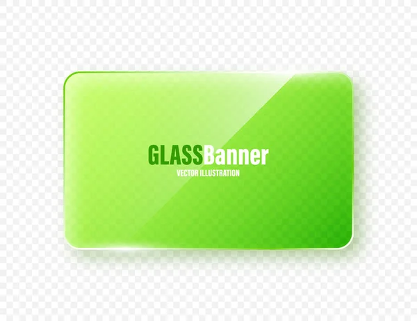 现实的玻璃框 绿色透明玻璃横幅与耀斑和亮点 光滑的丙烯酸板 元素与光的反射和文字的位置 矢量说明 — 图库矢量图片