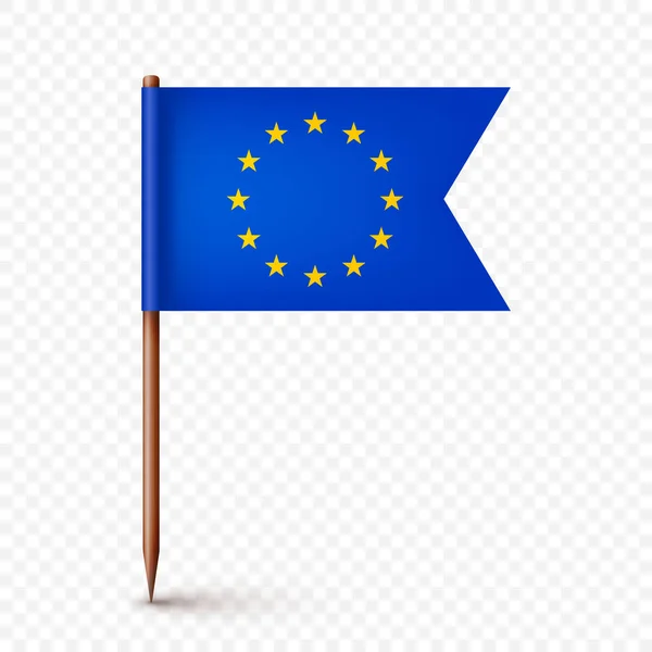 Realistyczna Europejska Flaga Wykałaczki Pamiątka Europy Drewniana Wykałaczka Papierową Flagą — Wektor stockowy