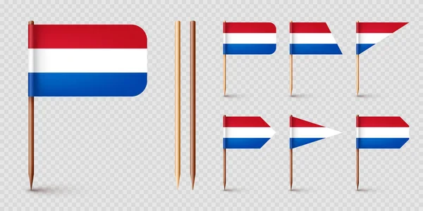 Рефлексируют Различные Голландские Флаги Сувенир Нидерландов Деревянные Зубочистки Бумажным Флагом — стоковый вектор