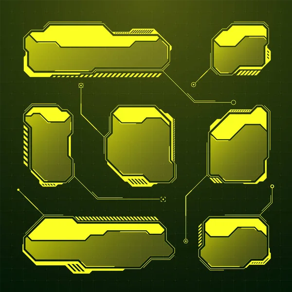 Yellow Futuristic Hud Elements Sci User Interface Text Boxes Callouts — Stock Vector