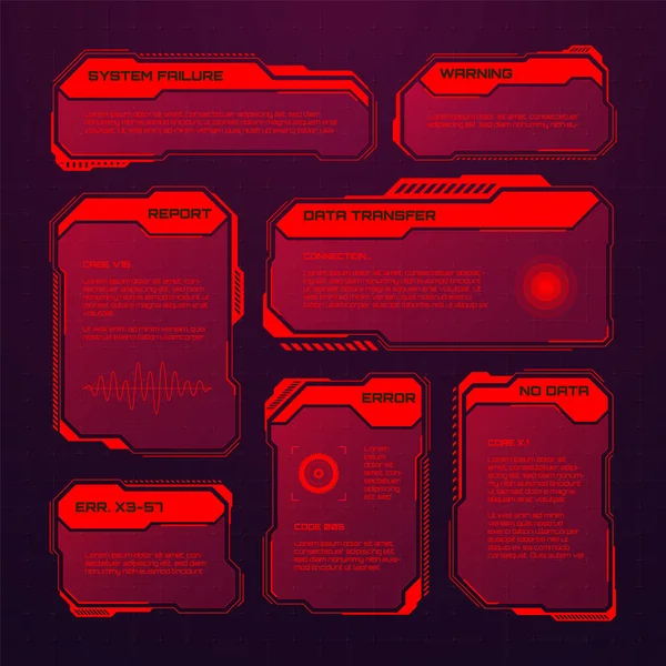 Éléments Rouges Futuristes Hud Interface Utilisateur Science Fiction Zones Texte — Image vectorielle