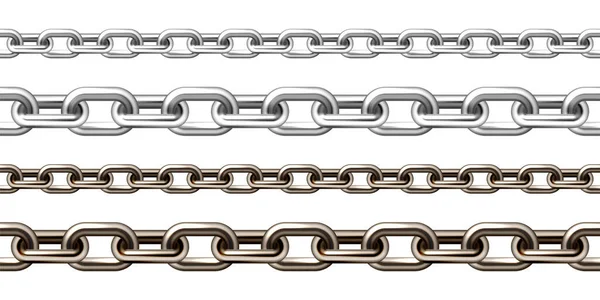 Realistic Silver Brown Metal Chain Old Rusty Links Isolated White — Διανυσματικό Αρχείο