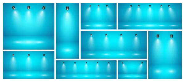 Empty Blue Studio Abstract Backgrounds Spotlights Product Showcase Backdrop Spotlight — Image vectorielle