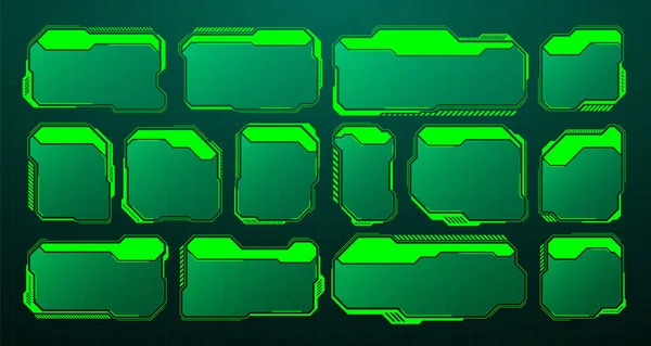 Green Futuristic Hud Elements Sci User Interface Text Boxes Callouts — Wektor stockowy
