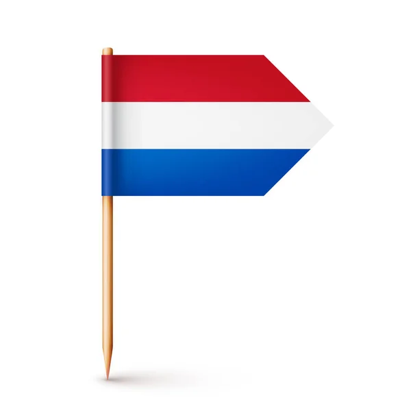 Realistische Holländische Zahnstocher Flagge Souvenir Aus Holland Holzzahnstocher Mit Papierfahne — Stockvektor