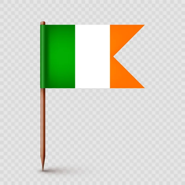Realistische Irische Zahnstocher Flagge Souvenir Aus Irland Holzzahnstocher Mit Papierfahne — Stockvektor
