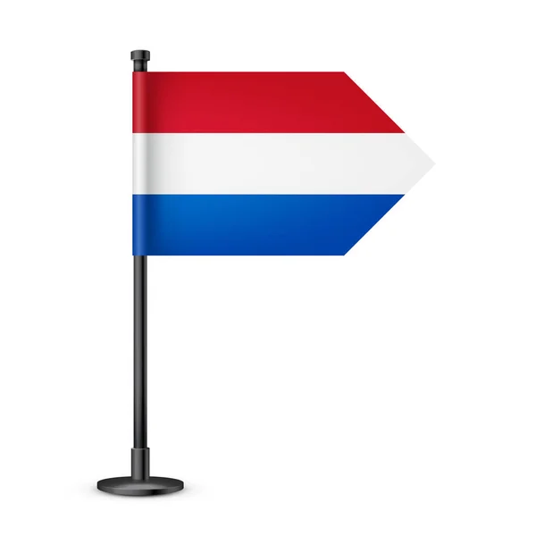 Realistische Nederlandse Tafelvlag Een Zwarte Stalen Paal Souvenir Uit Nederland — Stockvector