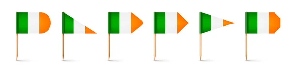 Realistisch Verschiedene Irische Zahnstocher Flaggen Souvenir Aus Irland Holzzahnstocher Mit — Stockvektor