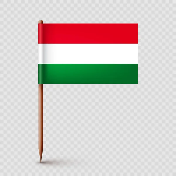 Reális Magyar Fogpiszkáló Zászló Ajándék Magyarországról Fogpiszkáló Papírzászlóval Helyszín Jel — Stock Vector