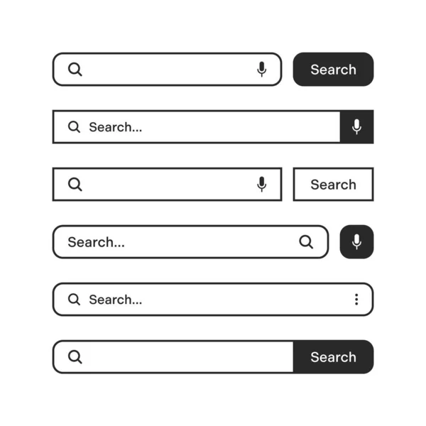 Various Search Bars Outline Border Internet Browser Engine Search Box — Archivo Imágenes Vectoriales