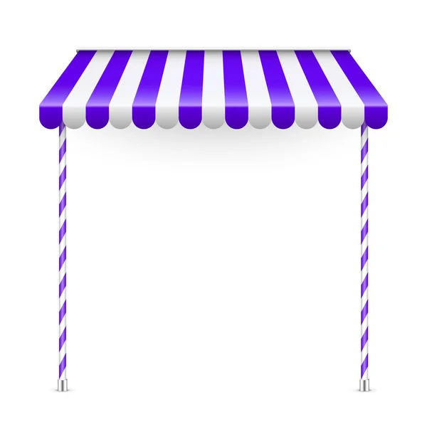 Violett Butik Parasoll Med Monterhållare Realistiska Randiga Café Markis Tält — Stock vektor