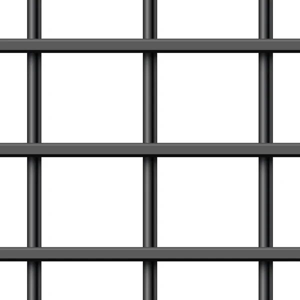 黑色现实金属监狱酒吧隔离在白色背景 详细的牢笼铁栅栏犯罪背景被嘲笑了 矢量说明 — 图库矢量图片
