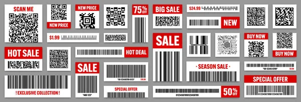 Set Von Produkt Barcodes Und Codes Sonderangebote Verkaufsaufkleber Rabattaufkleber Oder — Stockvektor