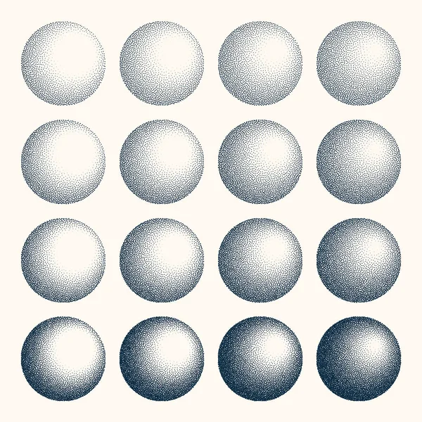 Objets Pointillés Forme Ronde Éléments Stipple Vintage Gradient Décroissant Stippling — Image vectorielle