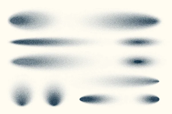 シンプルな影セット ヴィンテージ点線のデザイン要素 フェージング勾配 ドットを使ってステッピング ドットワークの描画 シェーディング ハーフトーンの崩壊効果 ホワイトノイズ粒状の質感 ベクターイラスト — ストックベクタ
