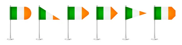 Realista Várias Bandeiras Mesa Iriah Pólo Aço Cromado Lembrança Irlanda —  Vetores de Stock