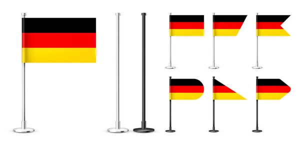 Realista Varias Banderas Mesa Alemanas Poste Acero Cromado Recuerdo Alemania — Archivo Imágenes Vectoriales