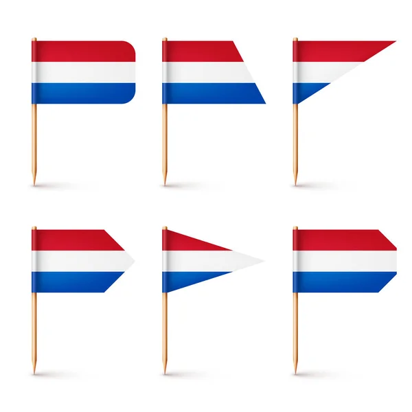 Différents Drapeaux Cure Dents Hollandais Réalistes Souvenir Des Pays Bas — Image vectorielle