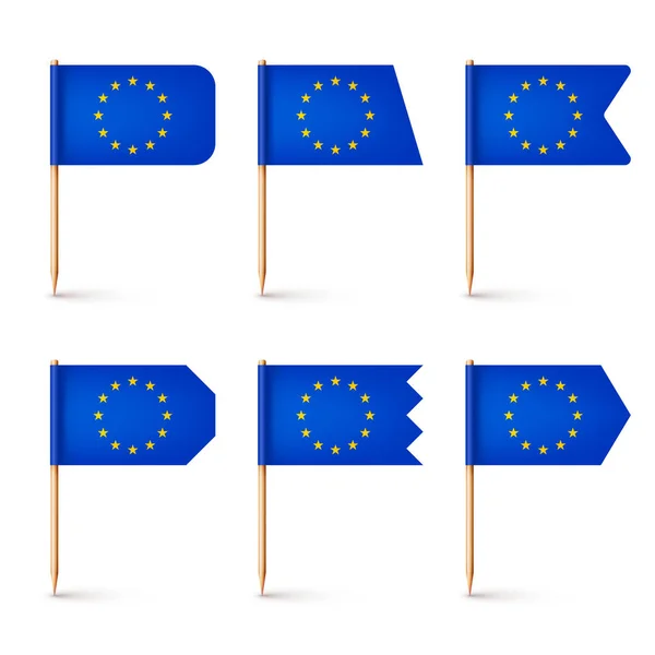 Reális Európai Fogpiszkáló Zászlók Ajándék Európából Fogpiszkálók Papírzászlóval Helyszín Jel — Stock Vector