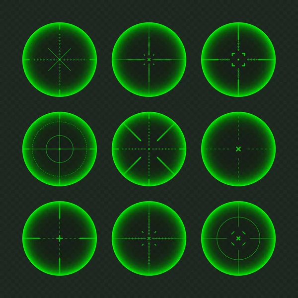 Diverses Vues Nocturnes Armes Lunette Optique Fusil Sniper Viseur Pistolet — Image vectorielle